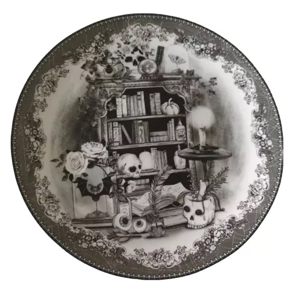 Eaton Fine Dining Halloween Apothecary Gothic Fun 8” Plates New Boxed Set of 4 - Picture 9 of 10